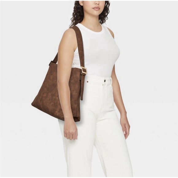 Slouchy Bucket Shoulder Bucket Bag - Universal Thread Brown - Picture 2 of 8